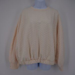 A New Day NWT Cream Quilted Long Sleeve Crewneck Pullover Sweater Size XXL